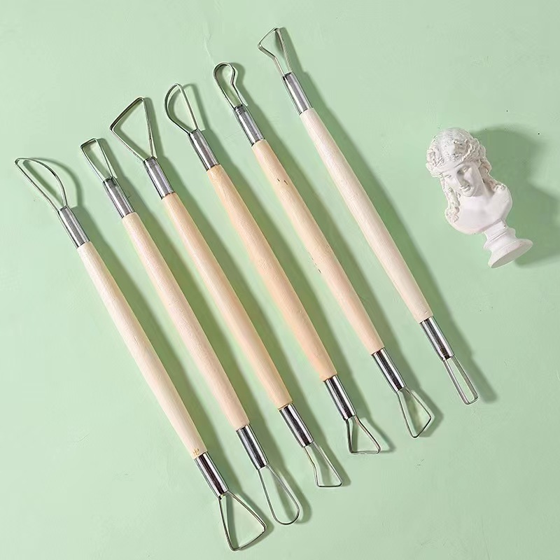 Wood Chisel Set - 6 adet ahşap saplı balmumu çömlek